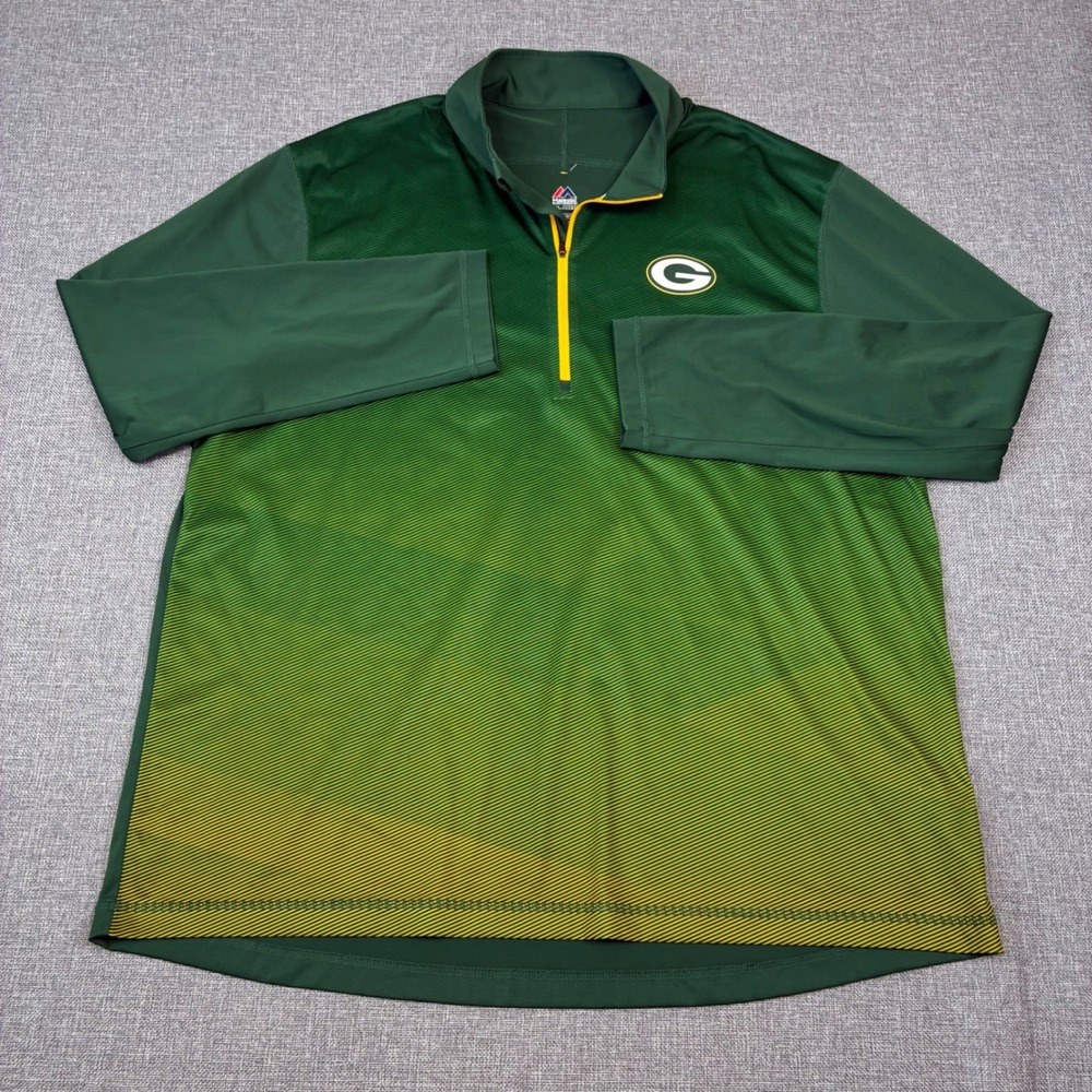 Majestic Green Bay Packers Pullover Mens 2XL Green CoolBase 1/4 Zip NFL Gradient - Picture 3 of 8